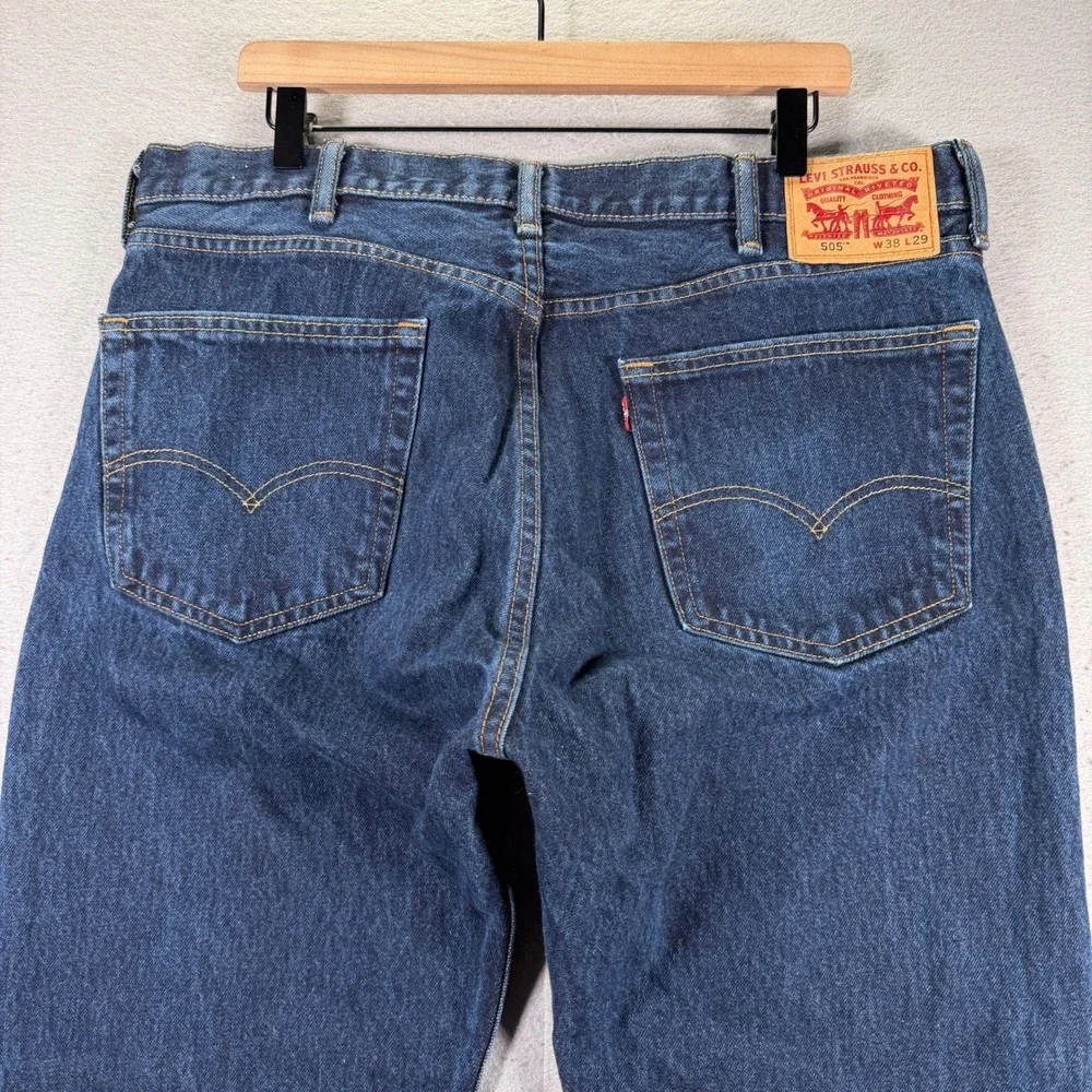 Levi's 505 Regular Fit‎ Jeans Mens W38 L29 Dark Wash Denim Blue Classic